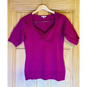 Maurices Magenta Short Sleeved Sweetheart Neckline Sweater Medium